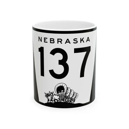 N-137 (Nebraska) (Road Sign) White Coffee Mug 11oz - Go Mug Yourself
