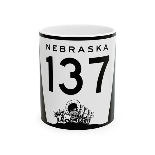 N-137 (Nebraska) (Road Sign) White Coffee Mug 11oz - Go Mug Yourself