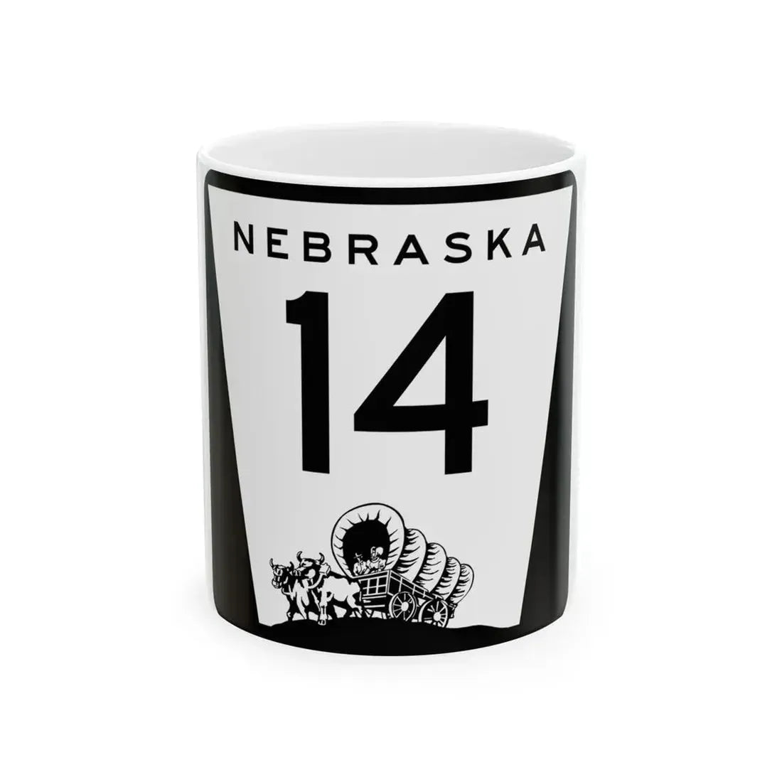 N-14 (Nebraska) (Road Sign) White Coffee Mug 11oz - Go Mug Yourself