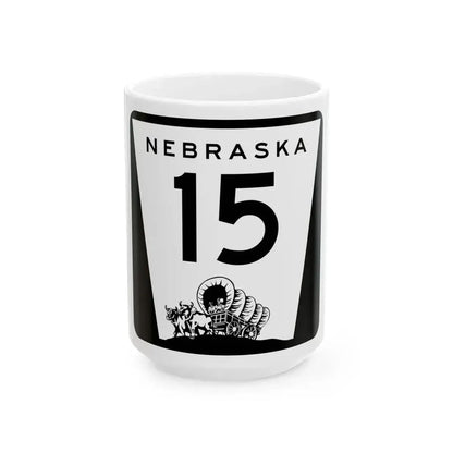 N-15 (Nebraska) (Road Sign) White Coffee Mug 15oz - Go Mug Yourself