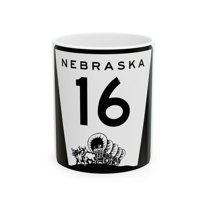 N-16 (Nebraska) (Road Sign) White Coffee Mug 11oz - Go Mug Yourself
