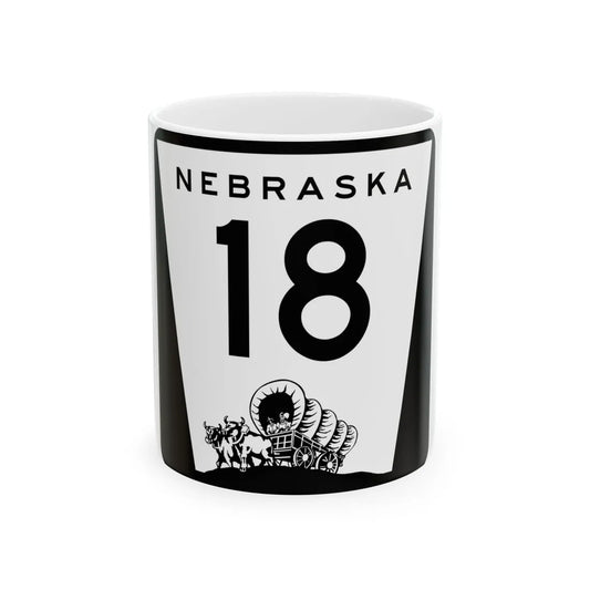 N-18 (Nebraska) (Road Sign) White Coffee Mug 11oz - Go Mug Yourself