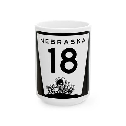 N-18 (Nebraska) (Road Sign) White Coffee Mug 15oz - Go Mug Yourself