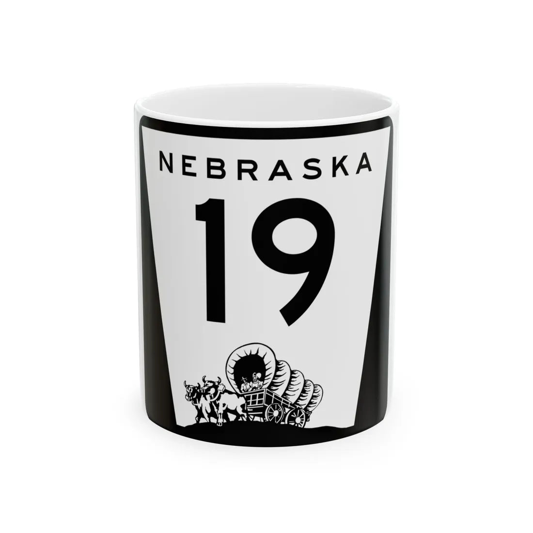N-19 (Nebraska) (Road Sign) White Coffee Mug 11oz - Go Mug Yourself