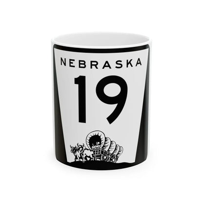 N-19 (Nebraska) (Road Sign) White Coffee Mug 11oz - Go Mug Yourself