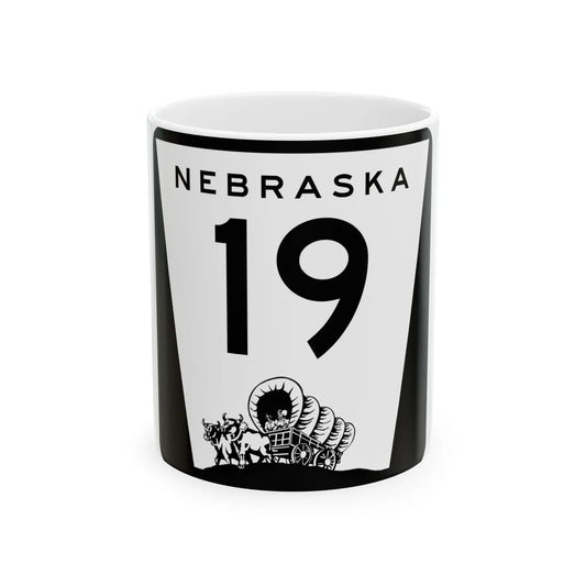 N-19 (Nebraska) (Road Sign) White Coffee Mug 11oz - Go Mug Yourself