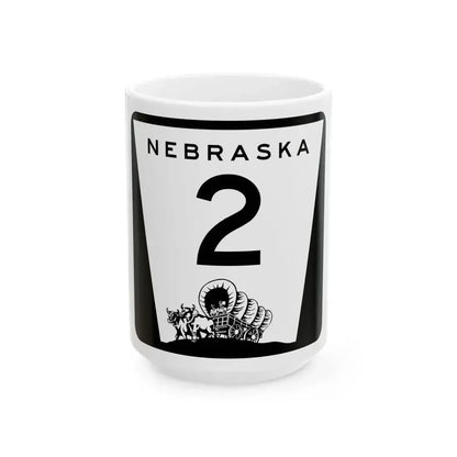 N-2 (Nebraska) (Road Sign) White Coffee Mug 15oz - Go Mug Yourself