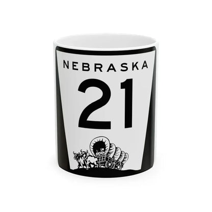 N-21 (Nebraska) (Road Sign) White Coffee Mug 11oz - Go Mug Yourself