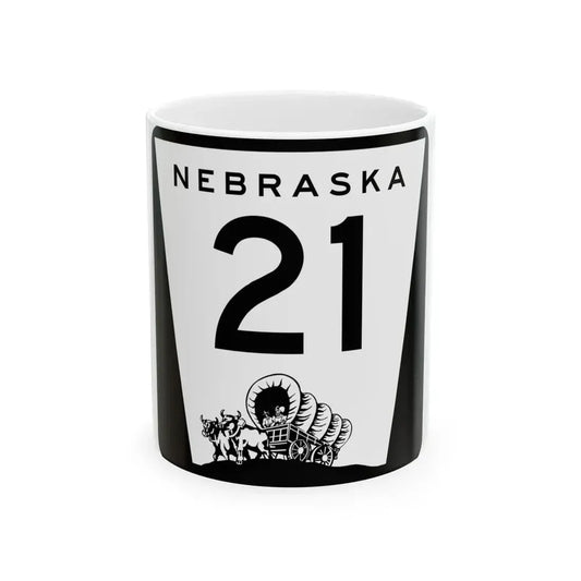 N-21 (Nebraska) (Road Sign) White Coffee Mug 11oz - Go Mug Yourself
