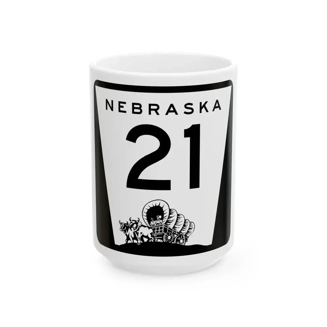 N-21 (Nebraska) (Road Sign) White Coffee Mug 15oz - Go Mug Yourself