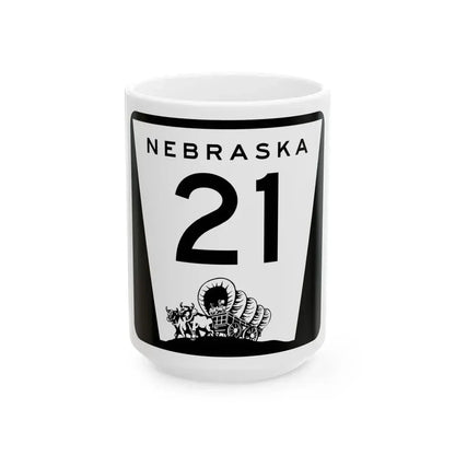 N-21 (Nebraska) (Road Sign) White Coffee Mug 15oz - Go Mug Yourself