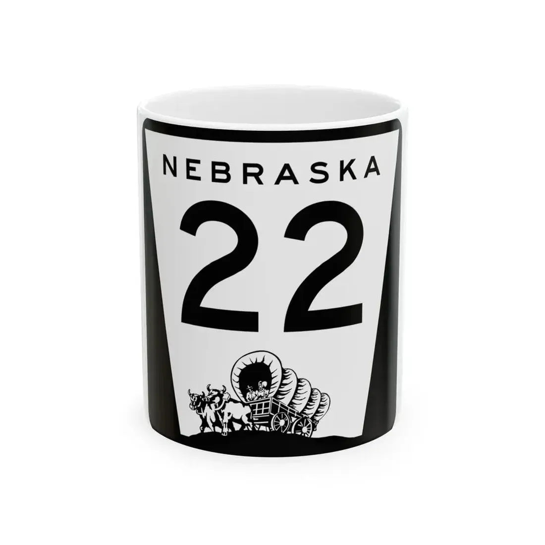 N-22 (Nebraska) (Road Sign) White Coffee Mug 11oz - Go Mug Yourself