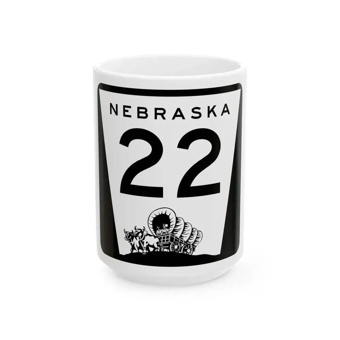 N-22 (Nebraska) (Road Sign) White Coffee Mug 15oz - Go Mug Yourself