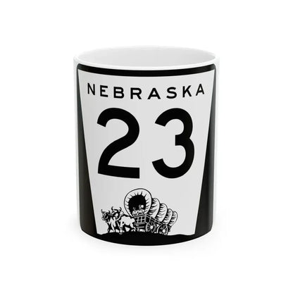 N-23 (Nebraska) (Road Sign) White Coffee Mug 11oz - Go Mug Yourself
