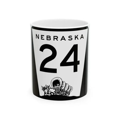 N-24 (Nebraska) (Road Sign) White Coffee Mug 11oz - Go Mug Yourself