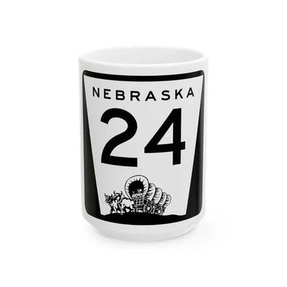 N-24 (Nebraska) (Road Sign) White Coffee Mug 15oz - Go Mug Yourself
