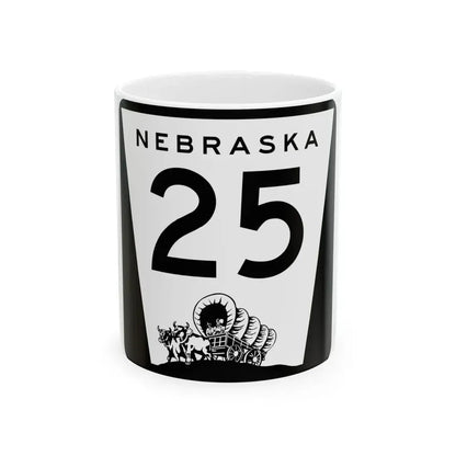 N-25 (Nebraska) (Road Sign) White Coffee Mug 11oz - Go Mug Yourself