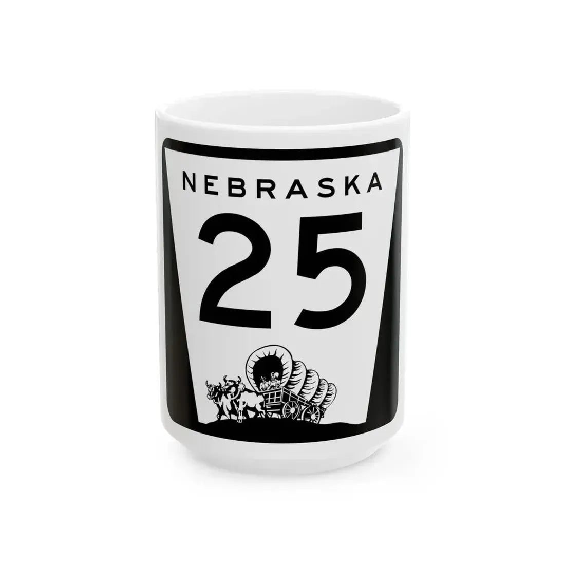 N-25 (Nebraska) (Road Sign) White Coffee Mug 15oz - Go Mug Yourself