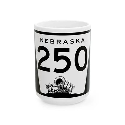 N-250 (Nebraska) (Road Sign) White Coffee Mug 15oz - Go Mug Yourself