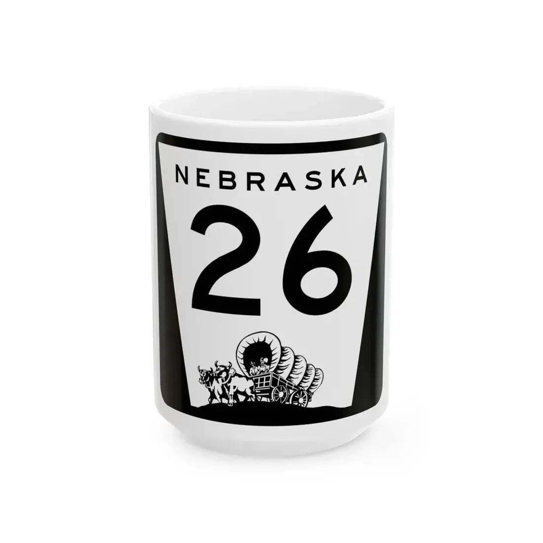 N-26 (Nebraska) (Road Sign) White Coffee Mug 15oz - Go Mug Yourself