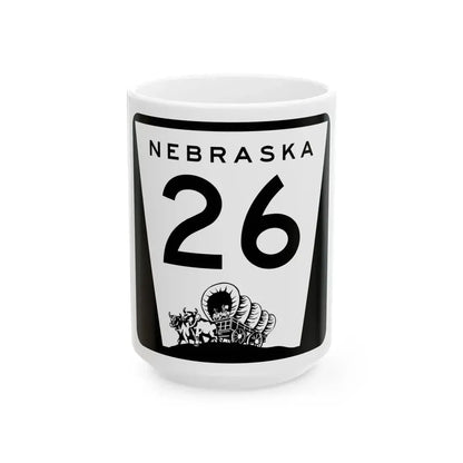 N-26 (Nebraska) (Road Sign) White Coffee Mug 15oz - Go Mug Yourself