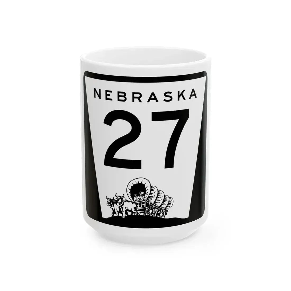 N-27 (Nebraska) (Road Sign) White Coffee Mug 15oz - Go Mug Yourself