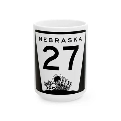 N-27 (Nebraska) (Road Sign) White Coffee Mug 15oz - Go Mug Yourself