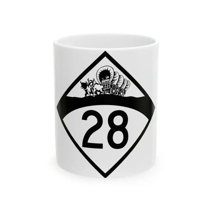 N-28 1950 (Nebraska) (Road Sign) White Coffee Mug 11oz - Go Mug Yourself