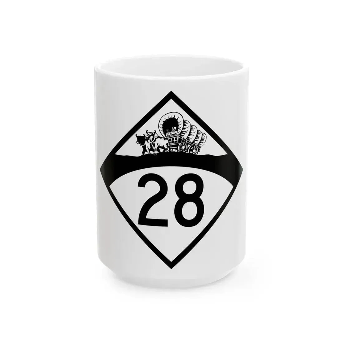 N-28 1950 (Nebraska) (Road Sign) White Coffee Mug 15oz - Go Mug Yourself