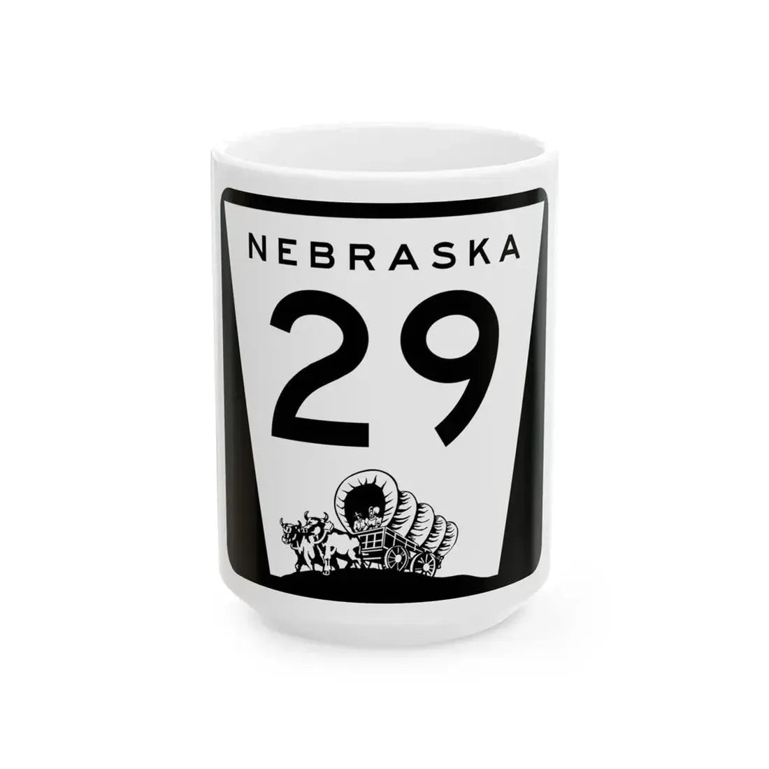 N-29 (Nebraska) (Road Sign) White Coffee Mug 15oz - Go Mug Yourself