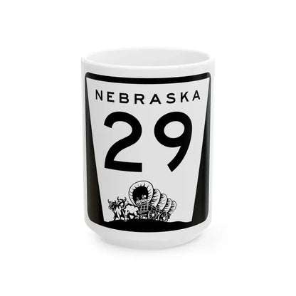 N-29 (Nebraska) (Road Sign) White Coffee Mug 15oz - Go Mug Yourself