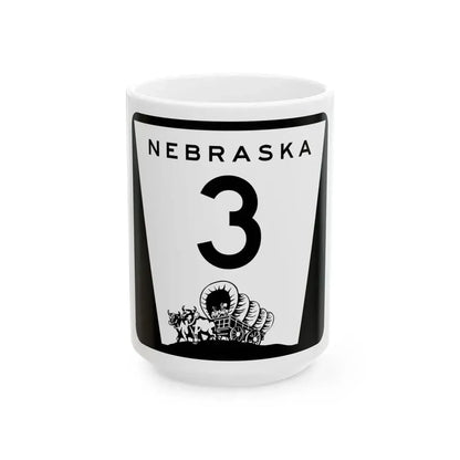 N-3 (Nebraska) (Road Sign) White Coffee Mug 15oz - Go Mug Yourself