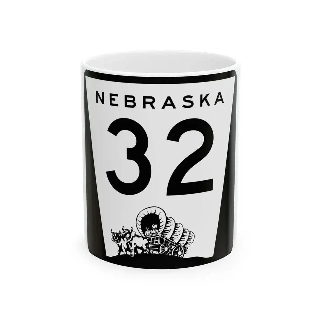 N-32 (Nebraska) (Road Sign) White Coffee Mug 11oz - Go Mug Yourself