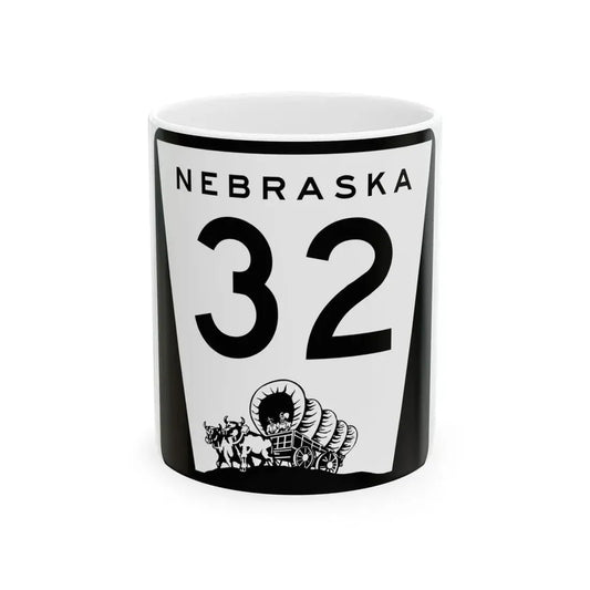 N-32 (Nebraska) (Road Sign) White Coffee Mug 11oz - Go Mug Yourself