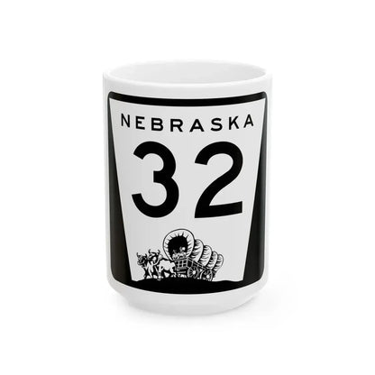 N-32 (Nebraska) (Road Sign) White Coffee Mug 15oz - Go Mug Yourself