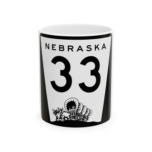 N-33 (Nebraska) (Road Sign) White Coffee Mug 11oz - Go Mug Yourself