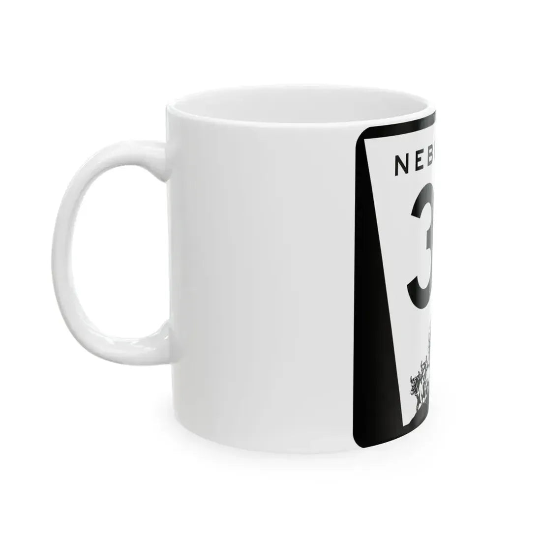 N-34 (Nebraska) (Road Sign) White Coffee Mug - Go Mug Yourself