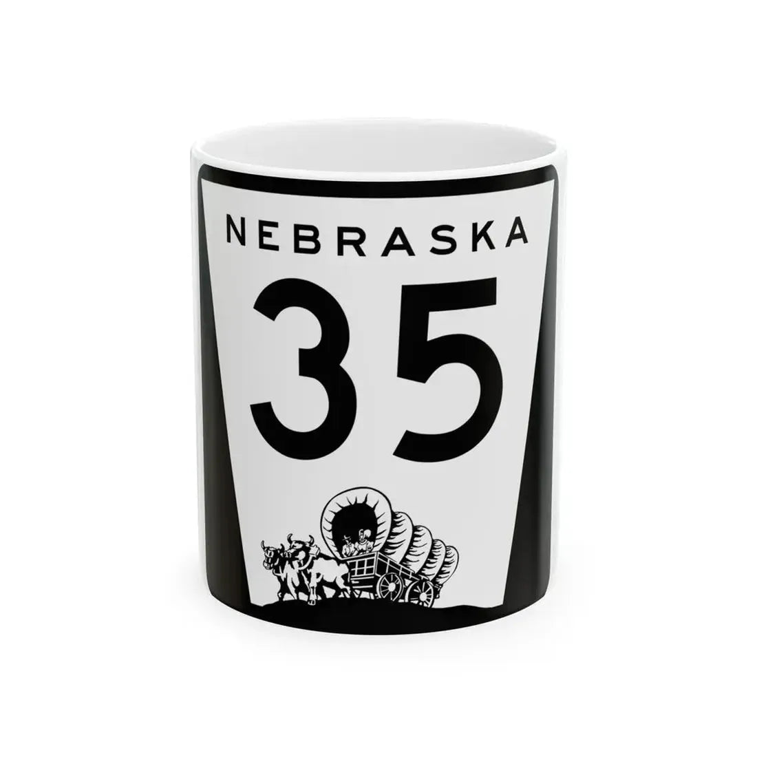 N-35 (Nebraska) (Road Sign) White Coffee Mug 11oz - Go Mug Yourself