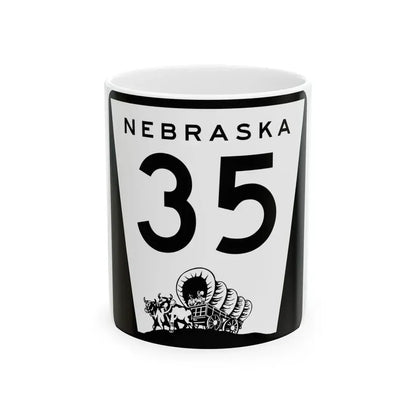 N-35 (Nebraska) (Road Sign) White Coffee Mug 11oz - Go Mug Yourself