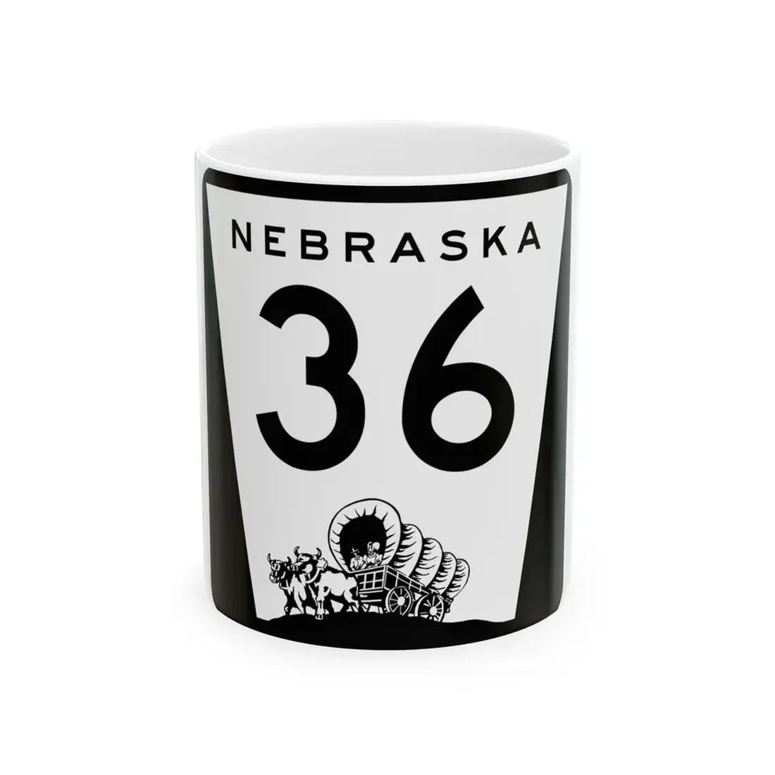 N-36 (Nebraska) (Road Sign) White Coffee Mug 11oz - Go Mug Yourself