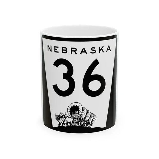 N-36 (Nebraska) (Road Sign) White Coffee Mug 11oz - Go Mug Yourself