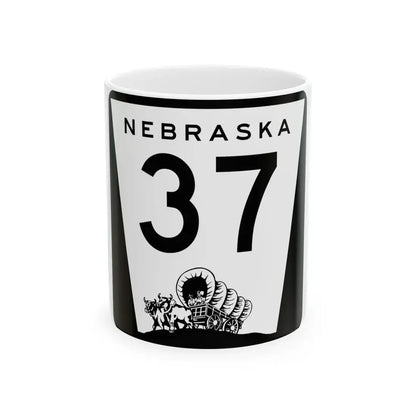 N-37 (Nebraska) (Road Sign) White Coffee Mug 11oz - Go Mug Yourself