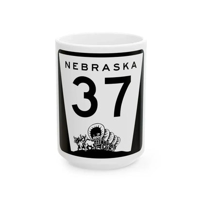N-37 (Nebraska) (Road Sign) White Coffee Mug 15oz - Go Mug Yourself