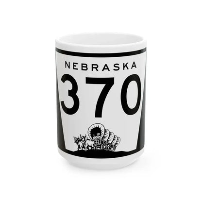 N-370 (Nebraska) (Road Sign) White Coffee Mug 15oz - Go Mug Yourself