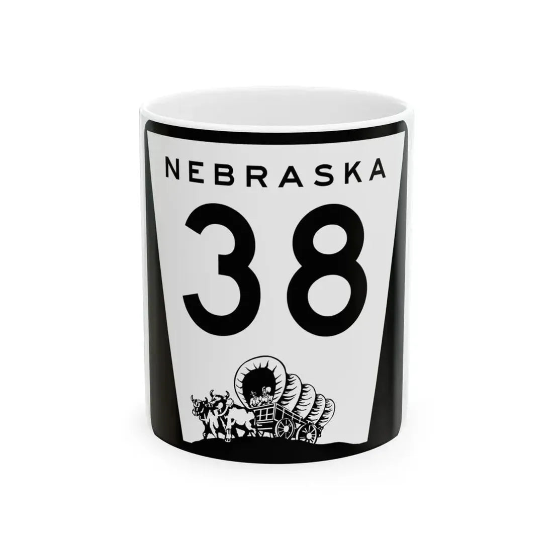 N-38 (Nebraska) (Road Sign) White Coffee Mug 11oz - Go Mug Yourself