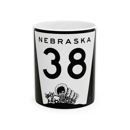 N-38 (Nebraska) (Road Sign) White Coffee Mug 11oz - Go Mug Yourself