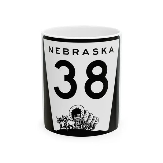N-38 (Nebraska) (Road Sign) White Coffee Mug 11oz - Go Mug Yourself