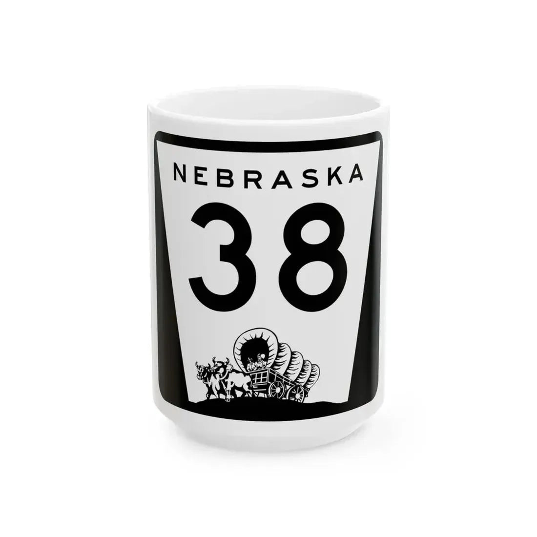 N-38 (Nebraska) (Road Sign) White Coffee Mug 15oz - Go Mug Yourself