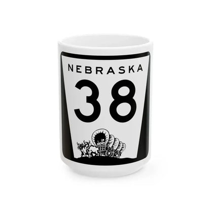 N-38 (Nebraska) (Road Sign) White Coffee Mug 15oz - Go Mug Yourself