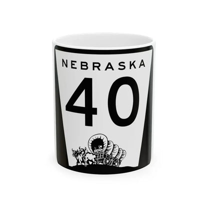 N-40 (Nebraska) (Road Sign) White Coffee Mug 11oz - Go Mug Yourself
